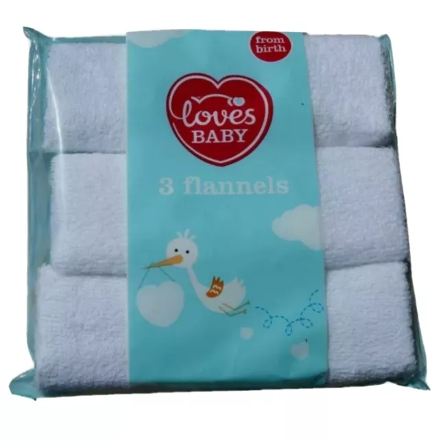 3er-Pack Baby Flanelle weiß weich Baumwolle Waschtücher Gesichtstuch Unisex ex Tesco