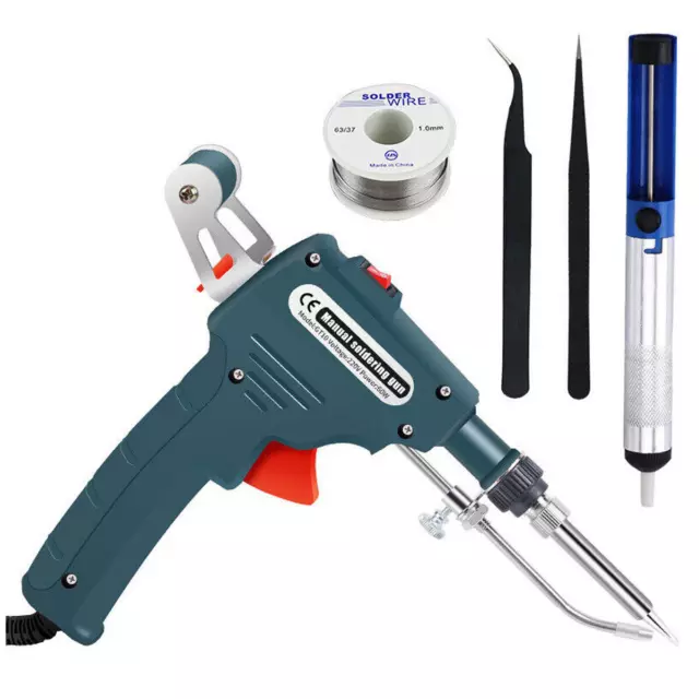 60W Electric Automatic Soldering Iron Gun Kit 220V Tweezers Wire Welding Tool UK