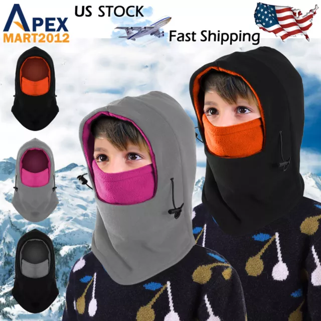 Balaclava Ski Mask Child Full Face Beanie Winter Hat Cap Fleece Trapper Outdoor