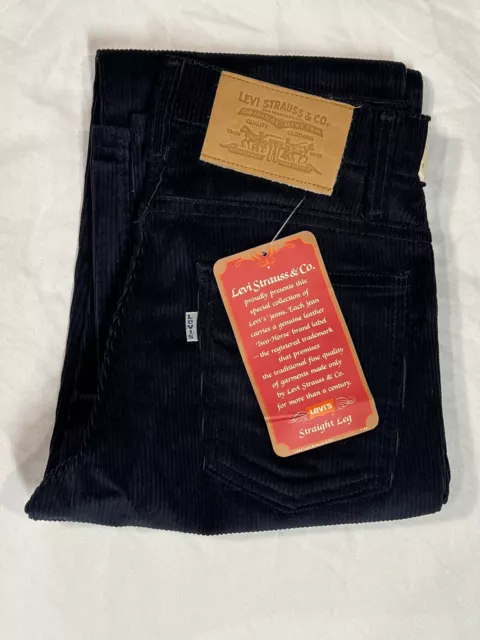 ✨NOS! Deadstock VTG 1970s Levis Black Corduroy Pants Straight Leg NWT Size 27x34