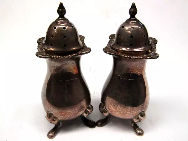 Vintage Solid Sterling Silver 3" Salt and Pepper Shakers "MADE IN ENGLAND"