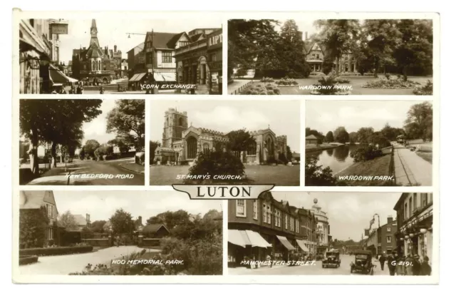 Luton, Bedfordshire. Multi View RP postcard by Valentine. Postally used, 1940.