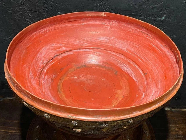 Antique Box Burma Burmese Painted Dragon Tayo Lacquer Asian Large Wood Rare 20th 10