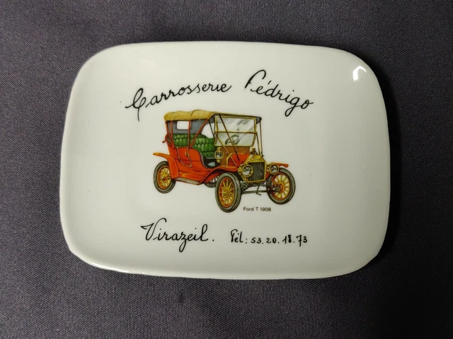 Antique Virazeil Antique Ford Car Car T Bar Porcelain Empty Pocket Ashtray