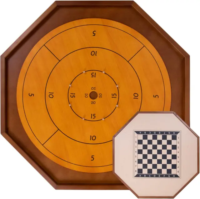 Tournament Crokinole & Checkers | Classic Dexterity Board Game for Two Players |