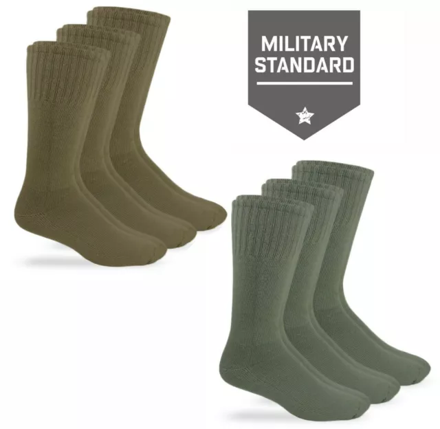 3 Pairs Mens Military Socks Jefferies Uniform Combat Boot Crew Heavy Cotton Knit