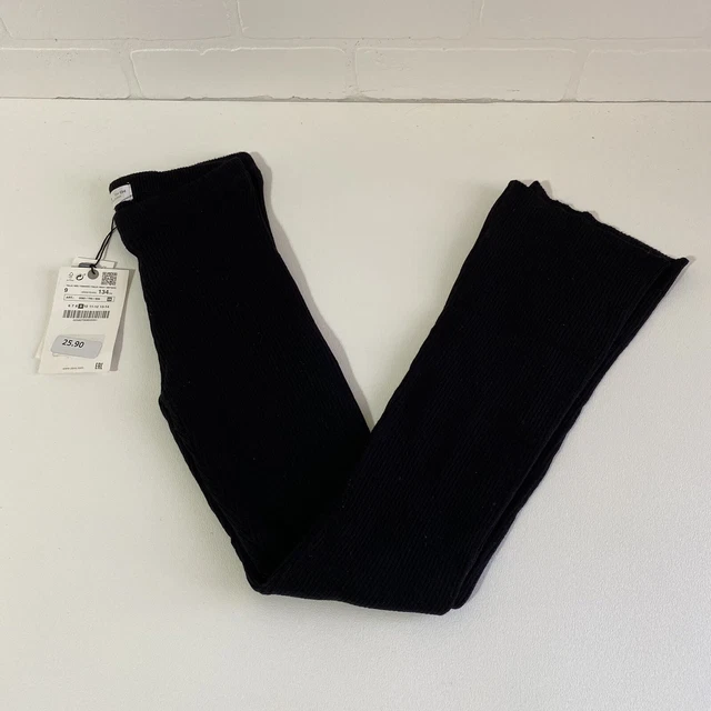 NEW ZARA GIRLS size 9 Black Ribbed Flare Leggings Pants MSRP$25.90