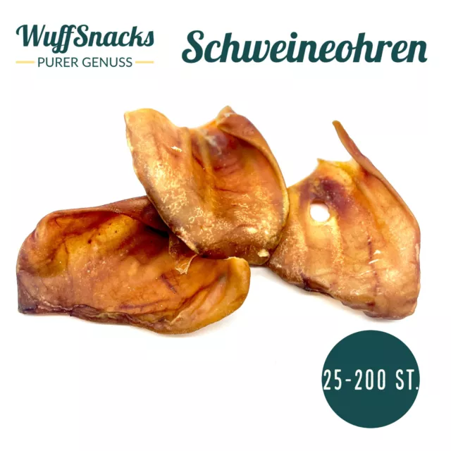 Schweineohren Kauartikel Hundefutter 25 - 200 St. Leckerli Hundesnack WuffSnack