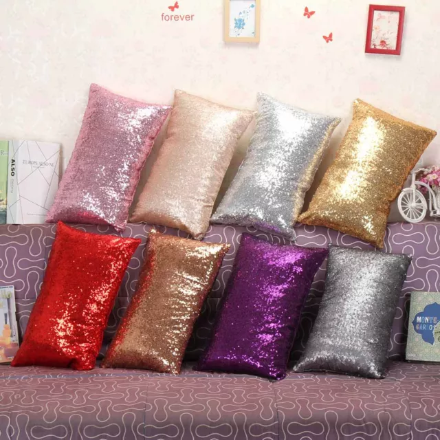 Magic Glitter Sequins Pillow Case Throw Waist Cushion Cover Room Sofa Decor OAU