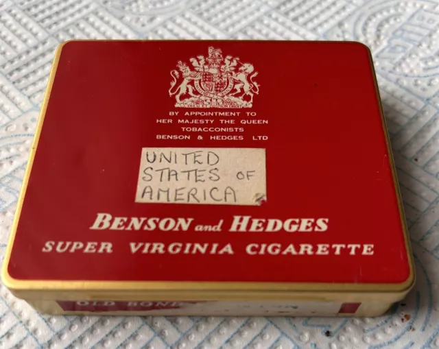 Retro Red Benson & Hedges Cigarette Empty Tin Super Virginia 1950s No 2