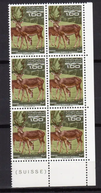 Algérie 1968 cervus elaphus barbarus un bloc de 6 timbres neufs MNH /TE769