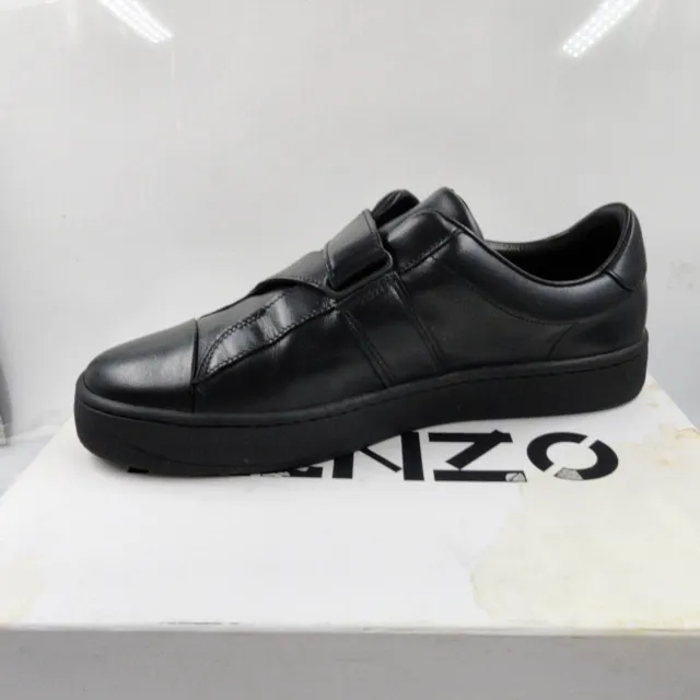 Kenzo Kourt Low Top Sneakers Women's 40 Black Cap Toe Hook & Loop Strap Closure