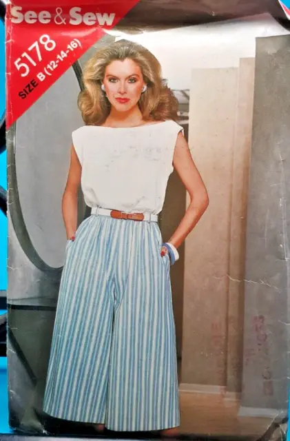Butterick See & Sew 5178 Sewing Pattern Misses Top & Culottes Size B 12 14 16