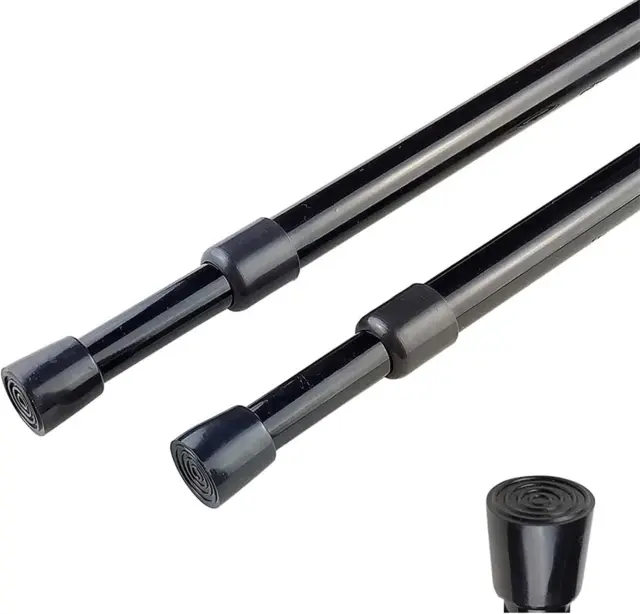 2Pcs Spring Tension Curtain Rod，28-43 Inches Adjustable Expandable Pressure Blac