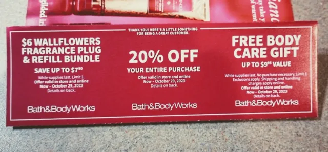 BATH BODY WORKS COUPONS Exp 10/29/2023