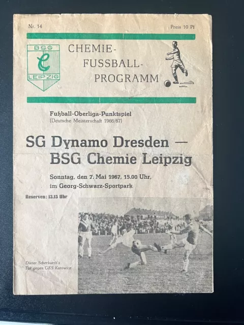 Chemie Leipzig vs. Dynamo Dresden 7.Mai 1967 Programmheft DDR Oberliga