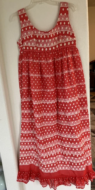 Vtg 70s Hawaii Maxi Dress size 9 Muumuu Hippie Border Print
