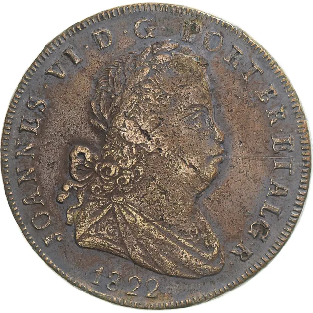 [#340161] Moneda, Portugal, João VI, 40 Reis, Pataco, 1822, Lisbon, MBC, Bronce,