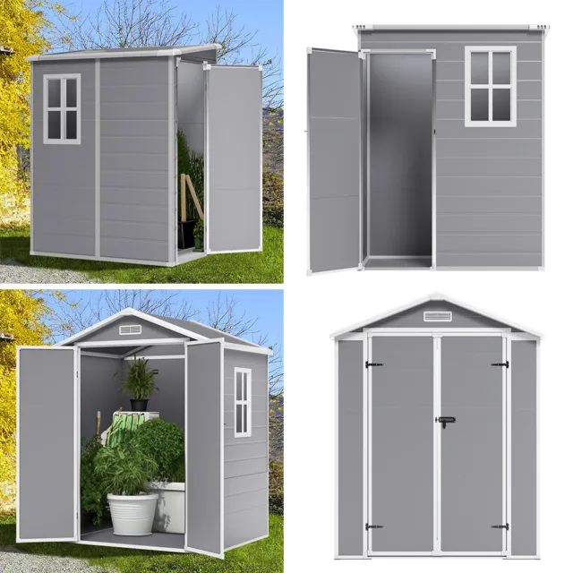 Plastic Outdoor Garden Shed 6x4.4 5x4 5x3FT Plant Tool Storage Sheds Box House