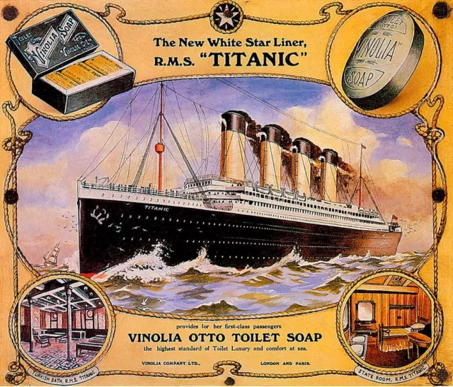 Vintage 1912 Titanic White Star Ocean Liner Advert 10x8 Art Print Poster