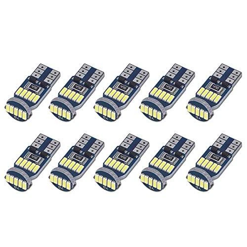 SanGlory Lot de 10 Ampoules LED T10 W5W Canbus Sans Erreurs 15pcs SMD 4014 Lampe