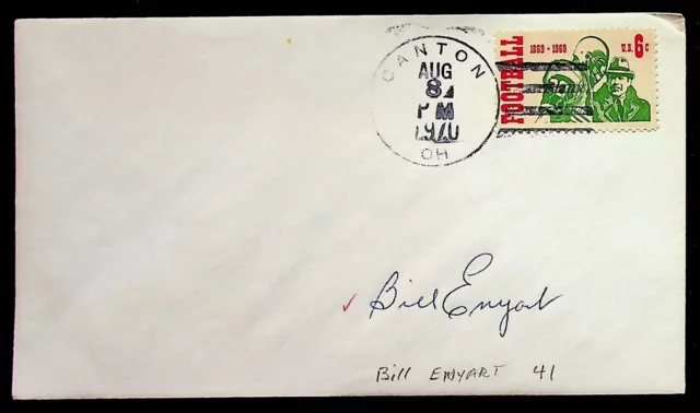 Bill Enyart Signed Autograph Football Cover 1970 Buffalo Bills