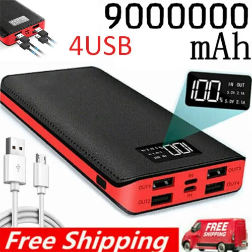 9000000mAh Power Bank 4 USB Fast Charger Battery Pack  for Phone & Vest Heated