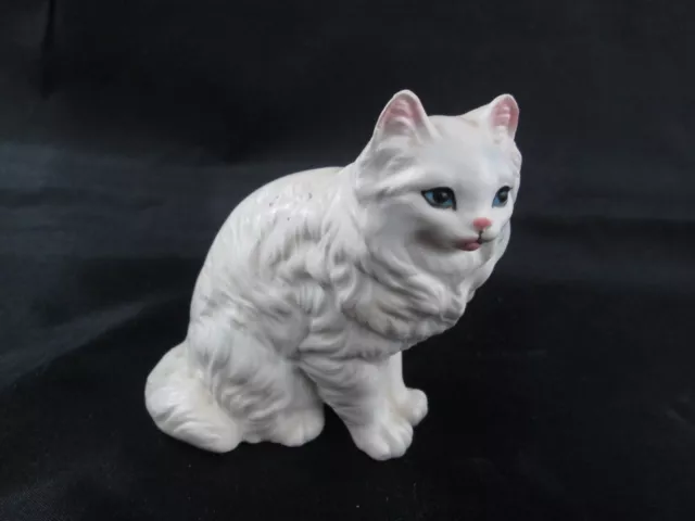 Persian White Cat Kitten Blue Eyes 3 1/2 Tall 1950s Estate Collection Vintage