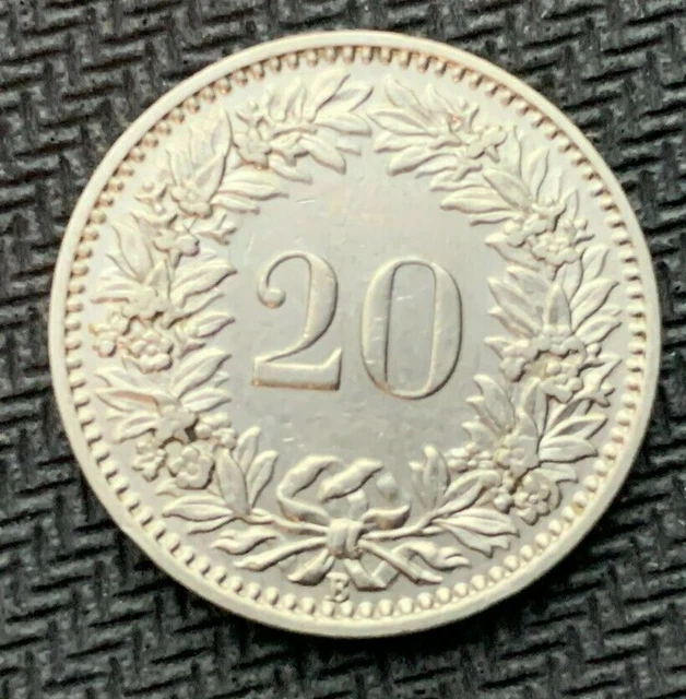 1925 Switzerland 20 Rappen Coin UNC   ( 1.5 Million Minted )  World Coin   #C951