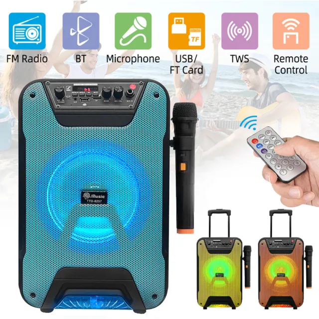 Bluetooth Speaker Stereo Subwoofer Heavy Bass Sound Karaoke Machine w/Microphone