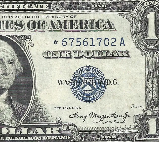 1935A $1 BLUE Seal **STAR** SILVER Certificate! CRISP XF! Old US Paper Money!