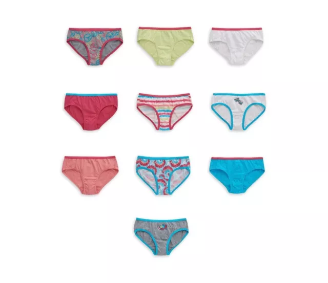 HANES BIG GIRLS 10 Pack Of Tag Less Hipster Panties Assorted