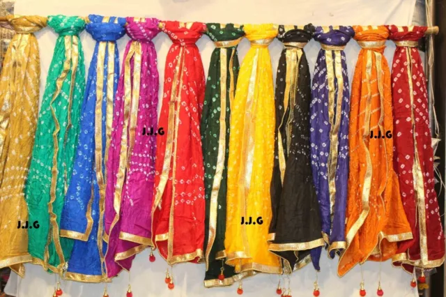 Lote de 50 piezas de Dupatta de seda Bandhej Rajasthani Bandhani para mujer...