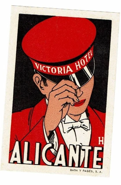 HOTEL VICTORIA luggage PORTER label (ALICANTE)