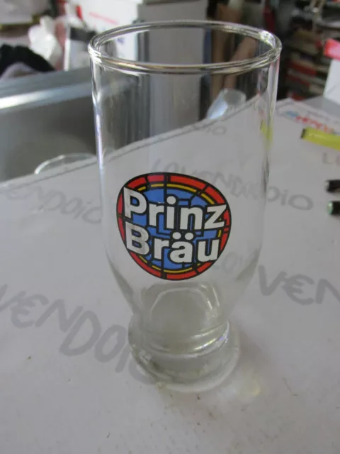 Cerveza Prinz Brau Vidrio En Vidrio Borde Dorado Vintage Vasos Años 70 Beer