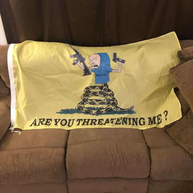 5ft Beavis Don't Tread on Me Flag Merica Funny Are you Threatening Me? Gun Rifle