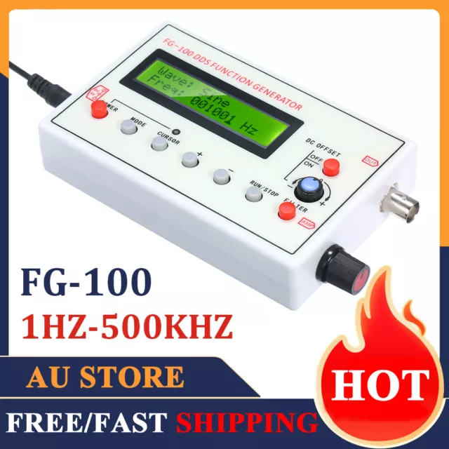 Portable 1HZ-500KHZ FG-100 DDS Function Signal Generator Frequency Counter AU