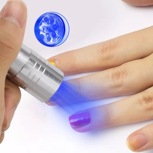 Mini 9LED UV Gel Curing Lamp Light Portable Fast Cure Nail Flashlight Torch