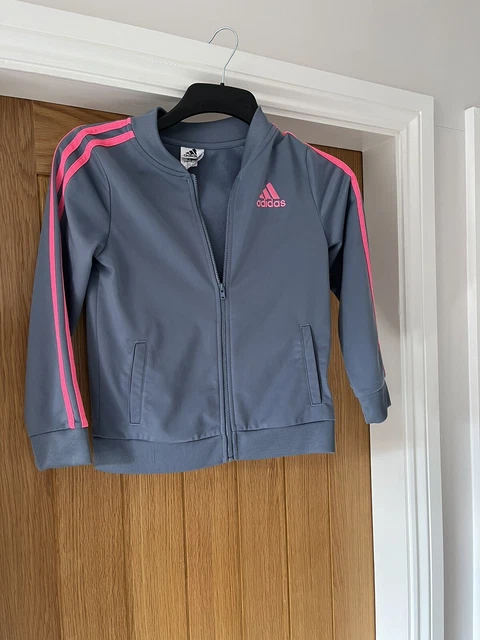 Tuta in seta per ragazze Adidas top rosa/grigio età 10/12 ACQUISTATA NEGLI USA