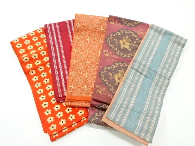 80863# Japanese Kimono / Antique Hanhaba Obi / Set Of 5
