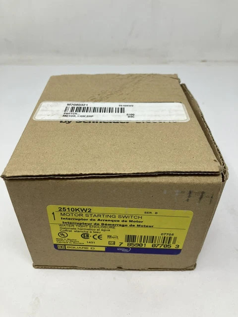 New Square D 2510KW2 Manual Motor Starting Switch, NEMA, 600VAC, 30A, Ser. B