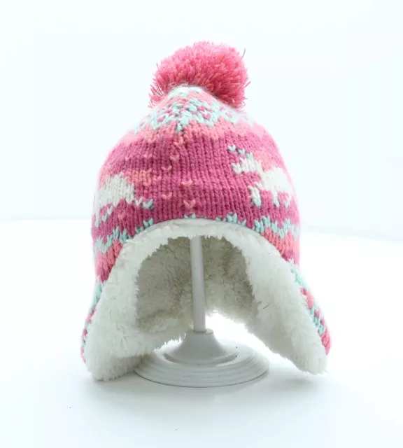 NEXT Girls Multicoloured Fair Isle Acrylic Bonnet Size S - Unicorn Pom Pom