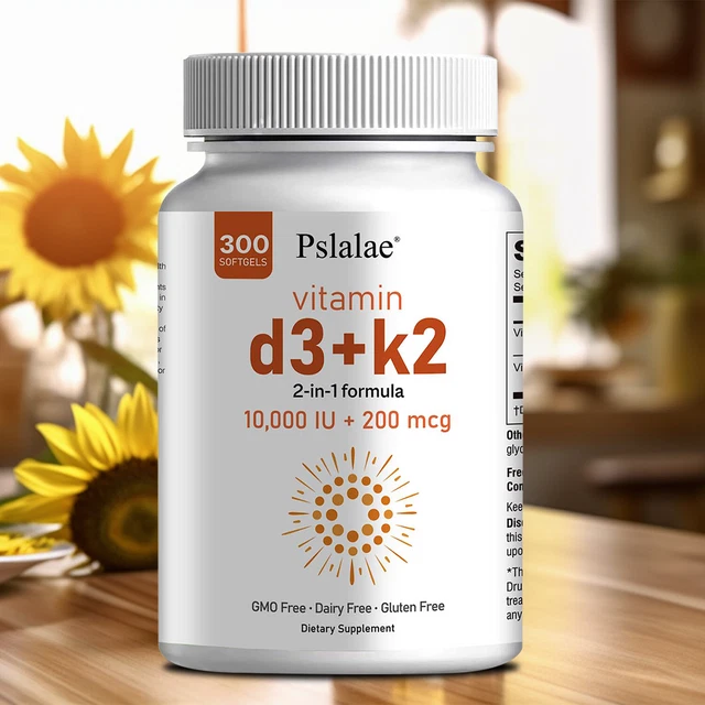 VITAMIN D3 10000 IU + K2 MK7 200mcg Strong Bones and Muscle Health