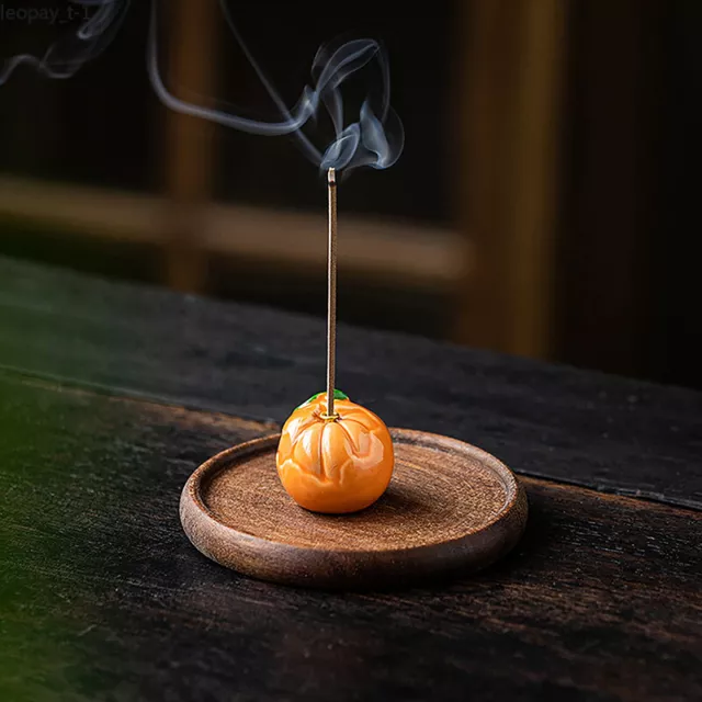 Chinese Creative Ceramic Persimmon Mini Fruit Incense Burner Ceremony Buddhism