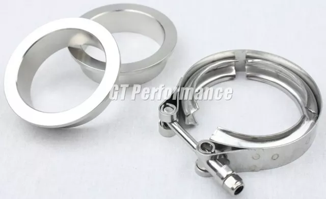 KIT Complet V-Band V band Vband INOX 76mm Collier + Bride Turbo Echappement 76