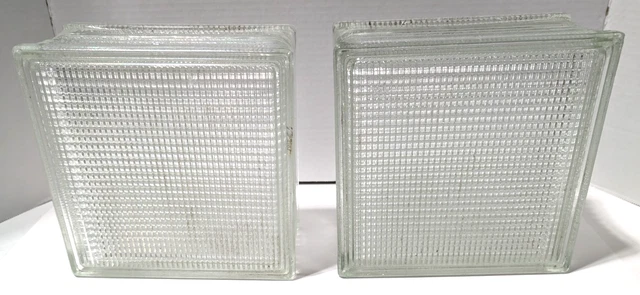 Vintage Reclaimed Architectural Glass Block Lines 5-3/8 x 5-1