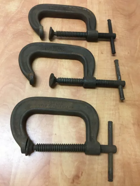 3x  WETZLER 4" Heavy Duty No. 104 C-Clamp  2-3/4" Deep Throat New York USA