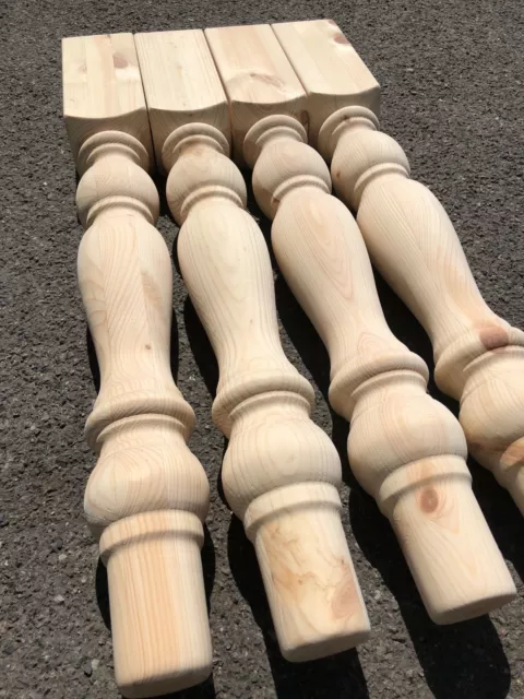 Solid Pine Farmhouse Table Leg (Set of 4) Ex 4"  88mm x 88mm x 736mm 2