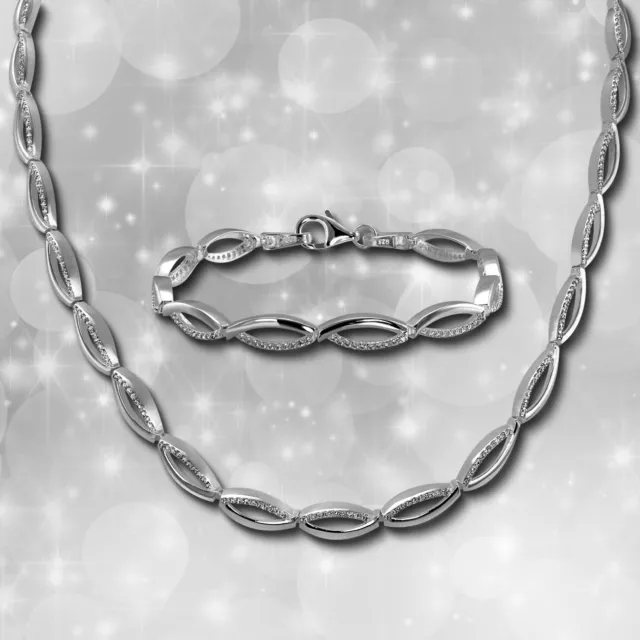 Damen Collier & Armband Schmuck-Set Zirkonia 925er Sterling SilberDream SDS460W