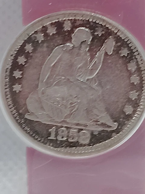 1858 25C Seated Liberty Quarter ANACS Scratched Cleaned EF40